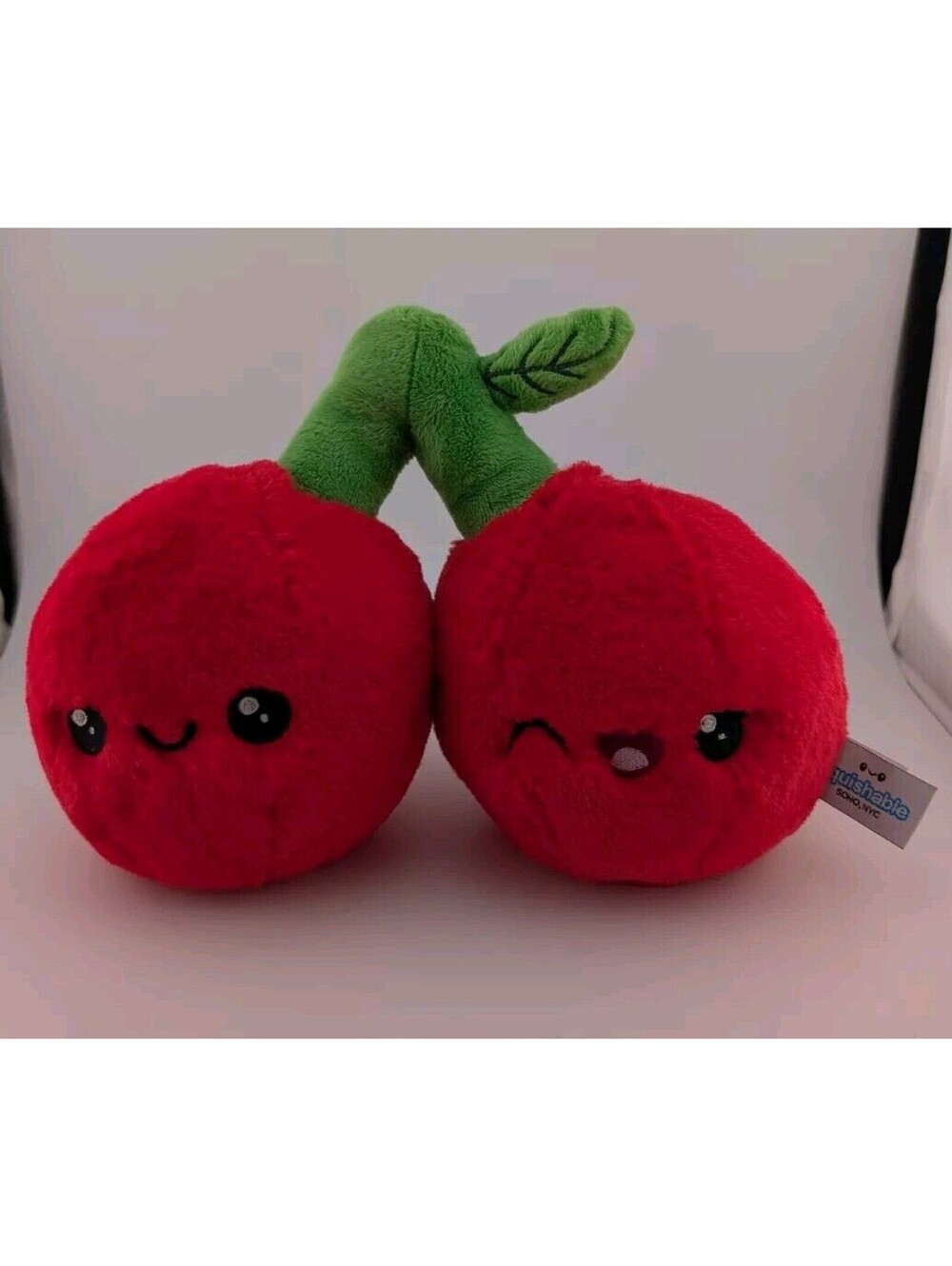 Squishable Cherry Plush Stuffed Animal Soho NYC 8" Red Green Kawaii Faces